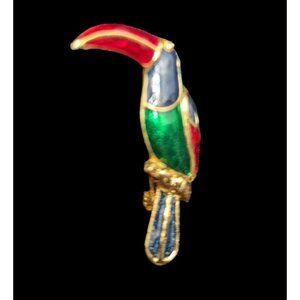Vintage Toucan Enamel Brooch Pin Multicolor Gold-Tone Bird Jewelry Retro Accesso